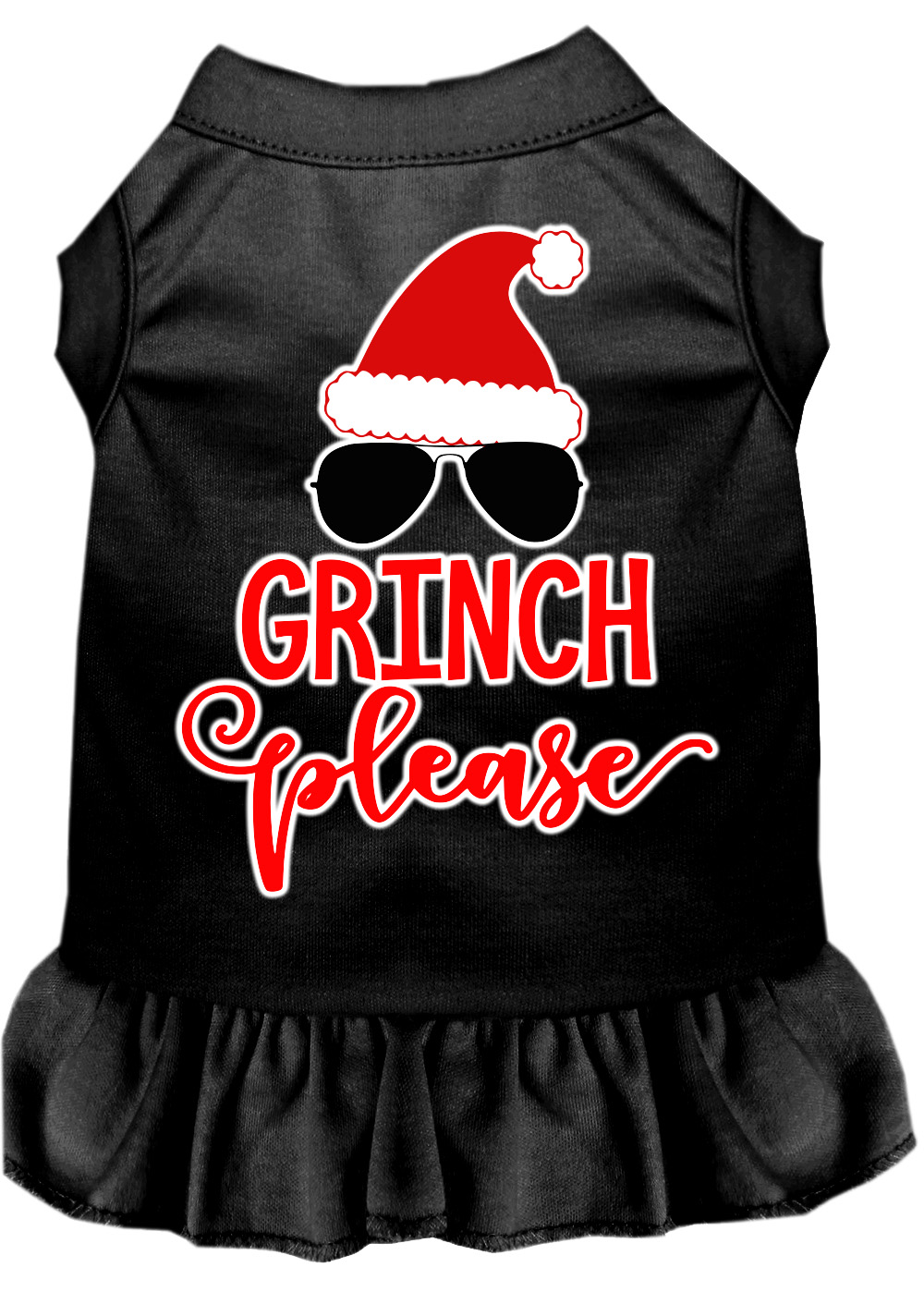 Grinch Please Screen Print Dog Dress Black Lg